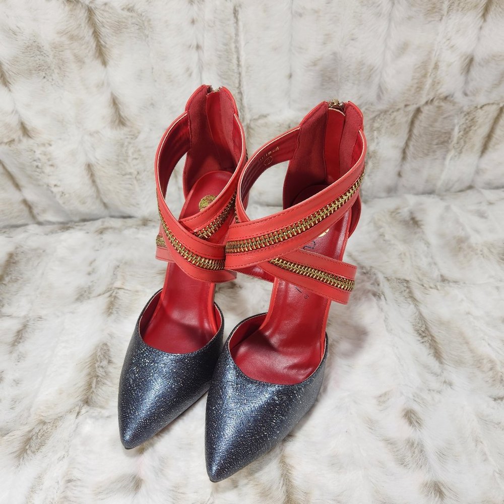 Machi Red Closed Back Zipper Detail 4.5" High Heel Shoes